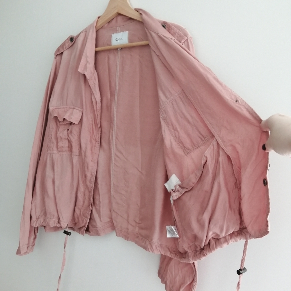 Rails Rowan Utility Jacket in Blush Pink Cupro Cinch Hem Cargo Pockets Large - Picture 7 of 17